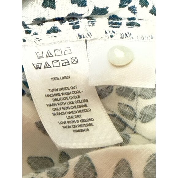 Cynthia Rowley Women's Shirt 100% Linen Floral Roll Tab Sleeve Button Size 1X - Picture 10 of 10